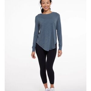 Tasc performance women’s long sleeve tee‎ shirt large Heathered blue grey size L